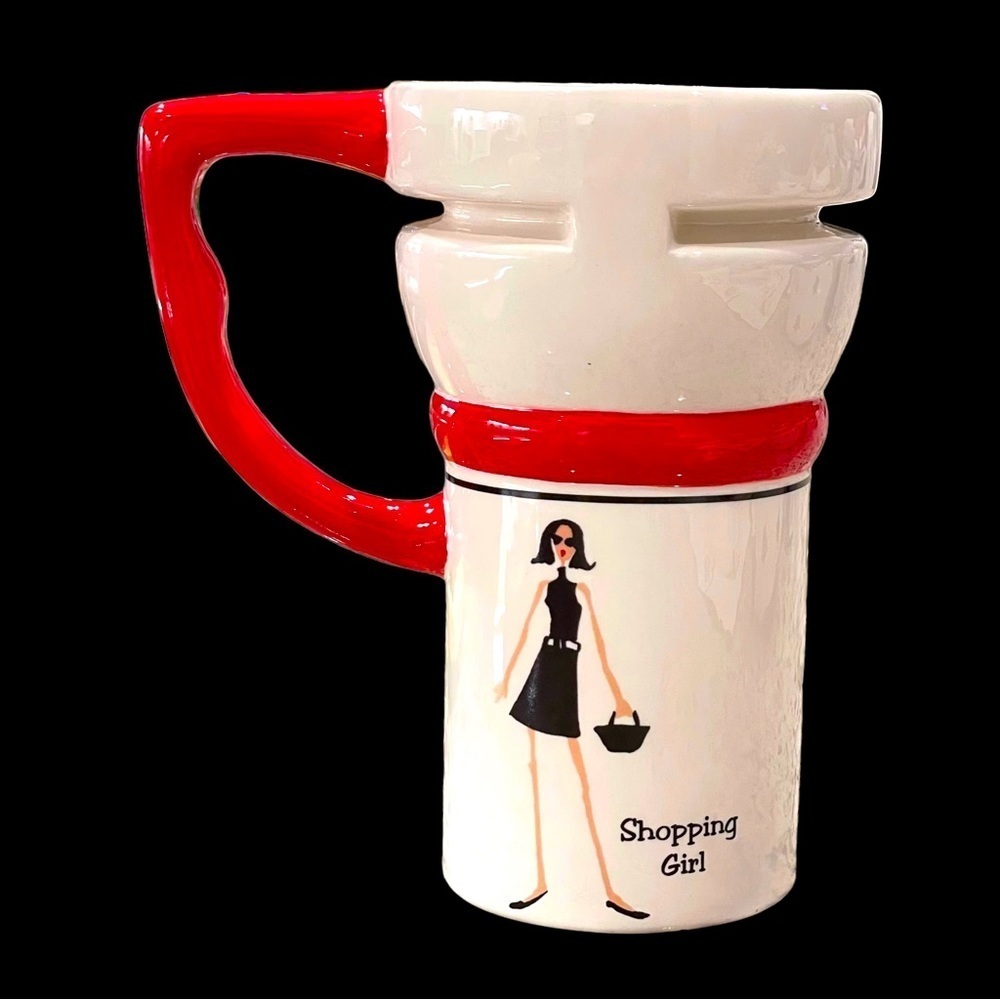 “Shopping Girl” adorable travel mug with lid by SANTA Barbara - The T Company